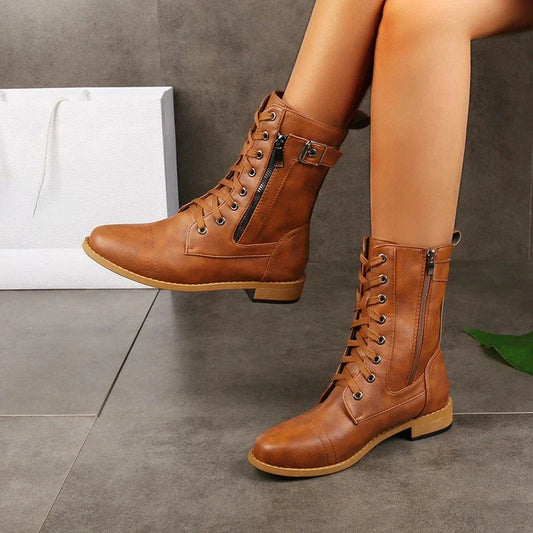 Renley — Durable Leather Lace-Up Boots with All-Terrain Sole