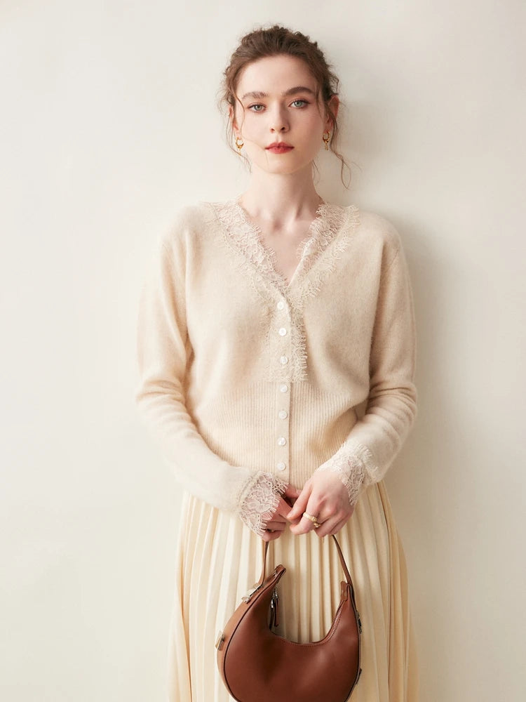 Sorrelis — Women's Cashmere Lace Cardigan for Layering