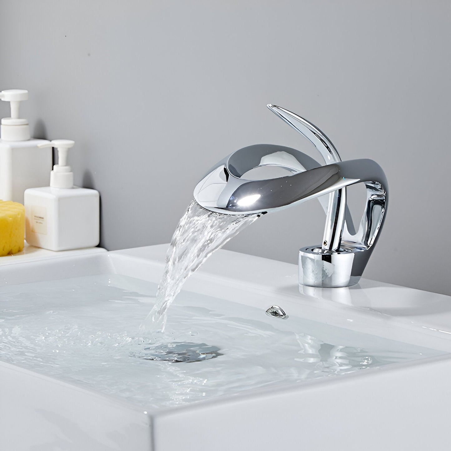 Odda — Modern Waterfall Bathroom Sink Faucet with Single Lever Design