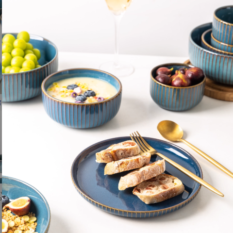 Liora — 12-Piece Ceramic Dinnerware Set with Hand-Stained Finish