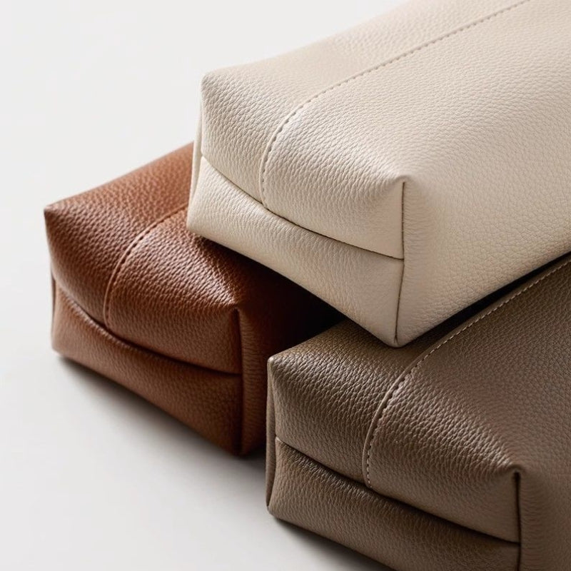 Larkon — Pebbled Faux Leather Tissue Holder with Minimalist Design