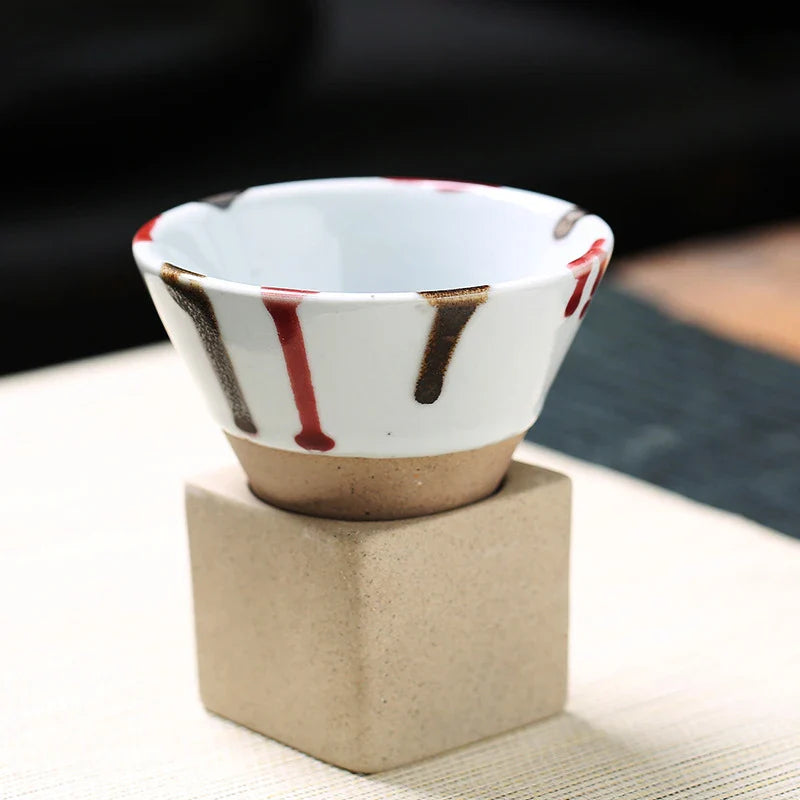 Lamara — Vintage Cone Shaped Ceramic Espresso Cups with Holder
