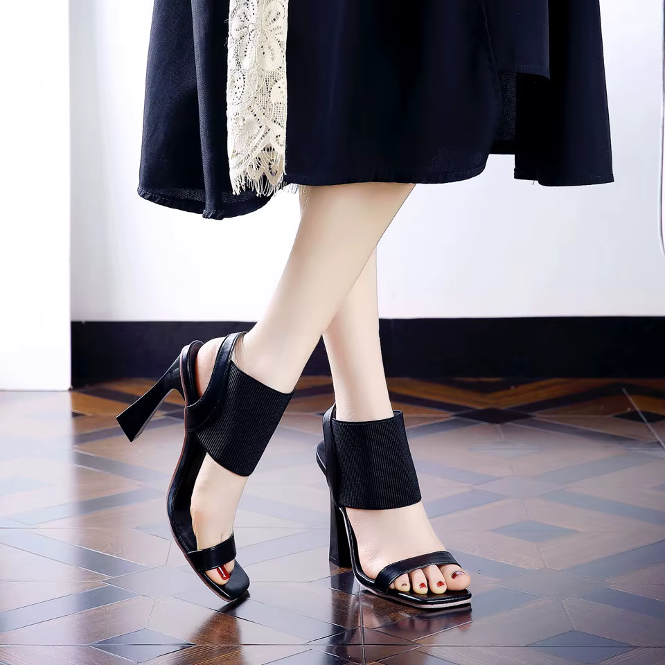 Arlenia Heeled Sandals — Comfortable Block Heel with Elastic Strap