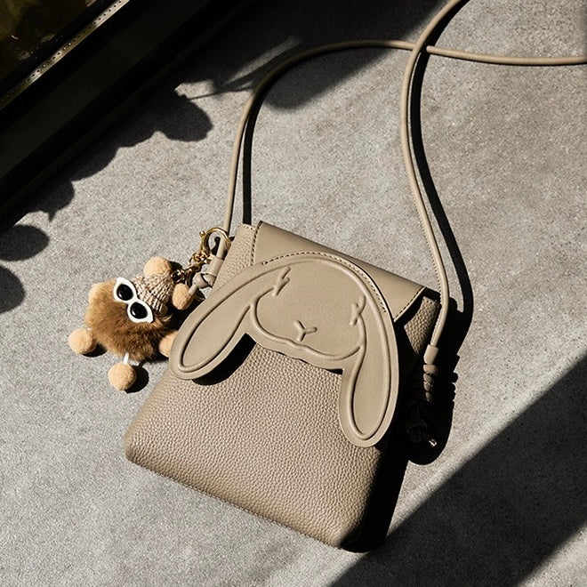 Liora — Women's Genuine Leather Mini Crossbody Phone Bag with Rabbit Design