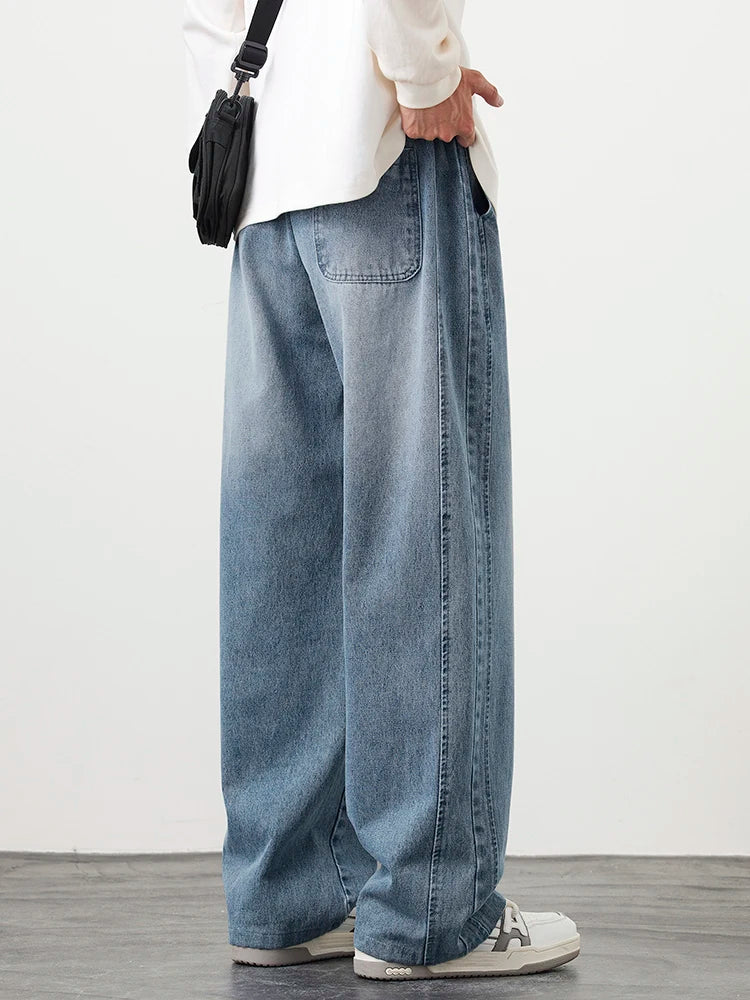 Emryn Wide-Leg Denim Pants — Relaxed Fit with Adjustable Drawstring Waist