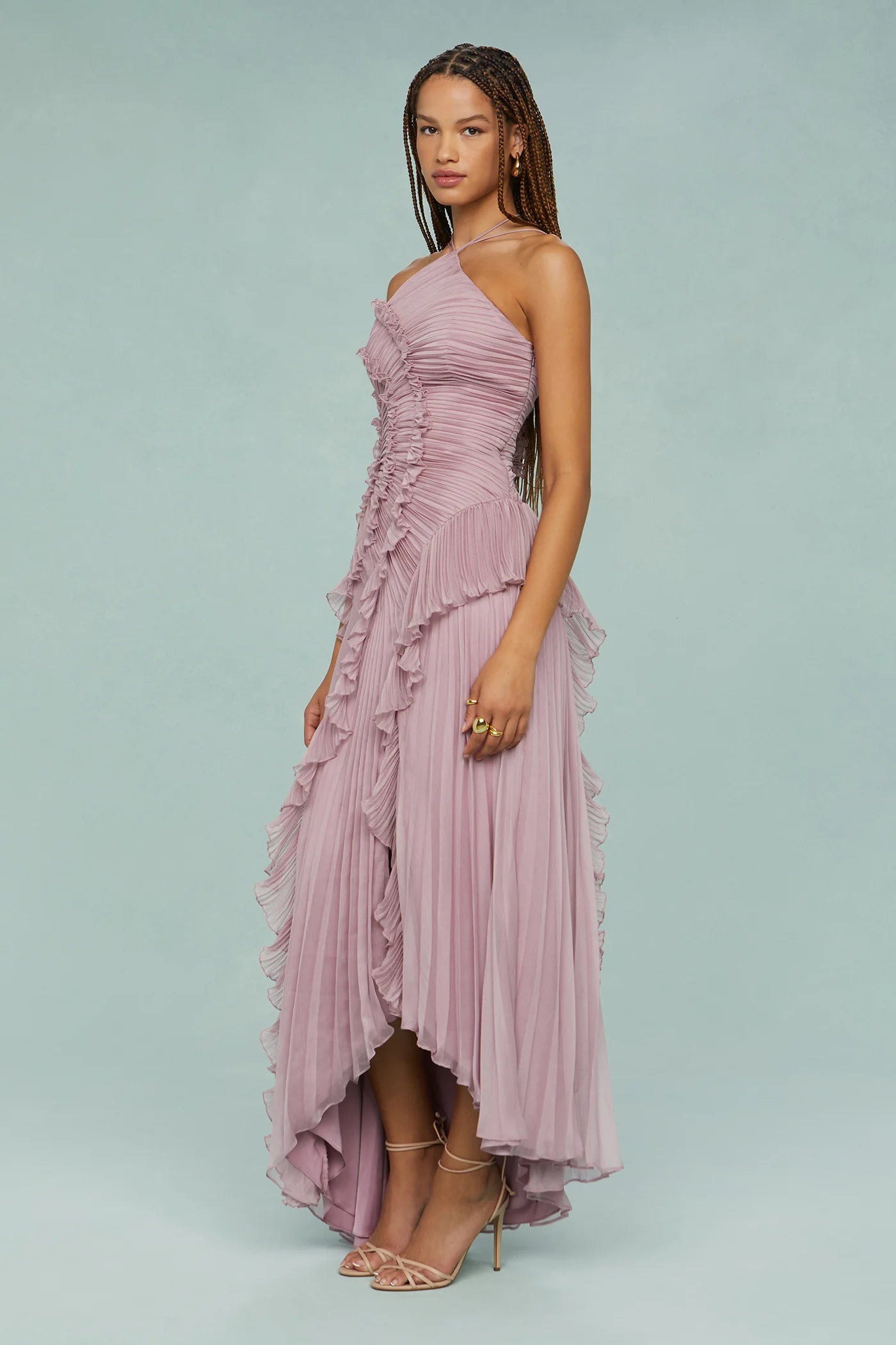 Zurvix – Sculpted pleats – One-shoulder midi dress
