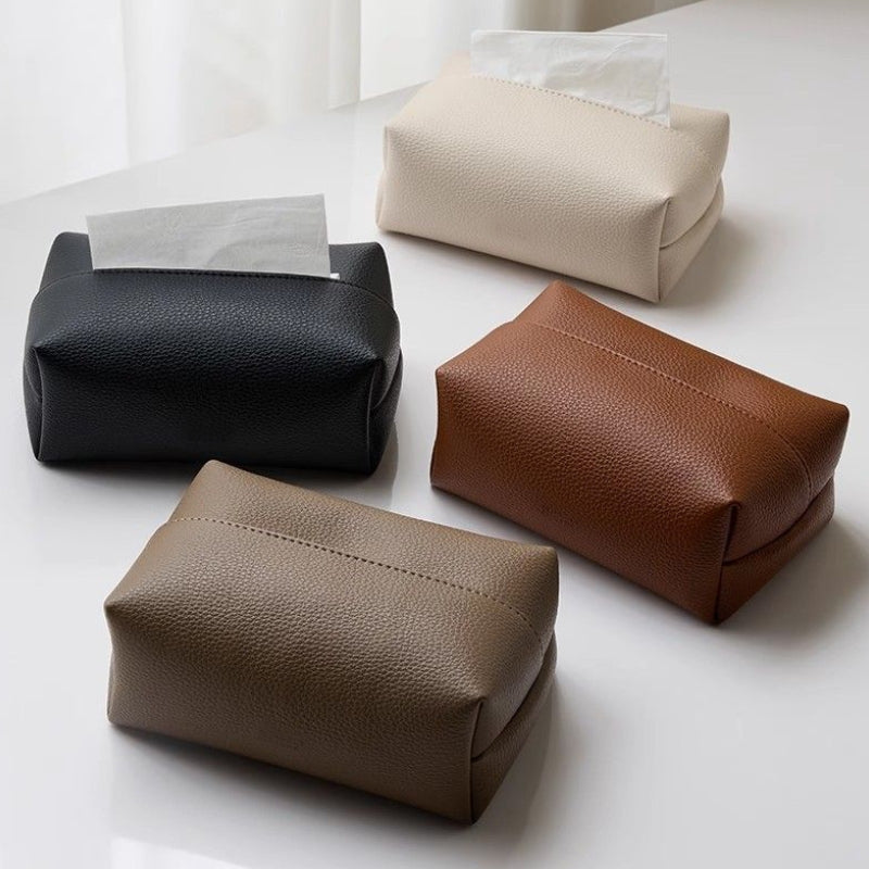 Larkon — Pebbled Faux Leather Tissue Holder with Minimalist Design