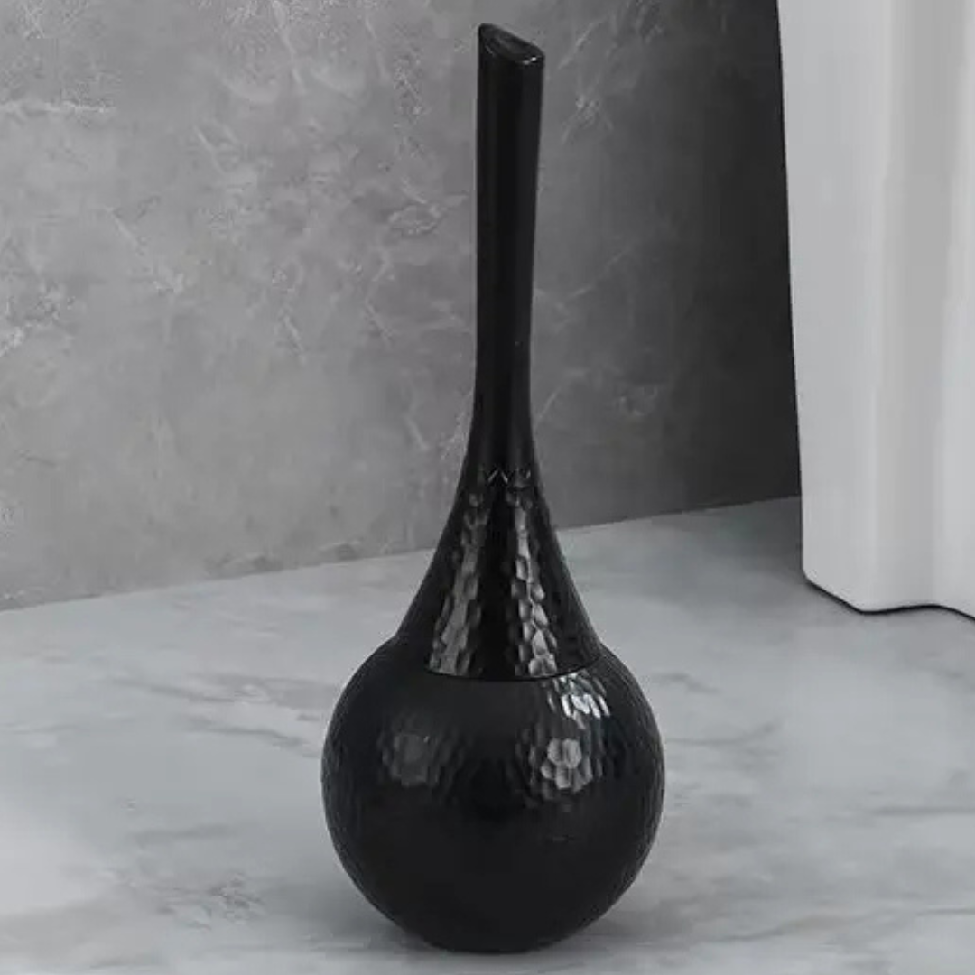 Norla — Hammered Finish Toilet Brush Set with Concealed Lid
