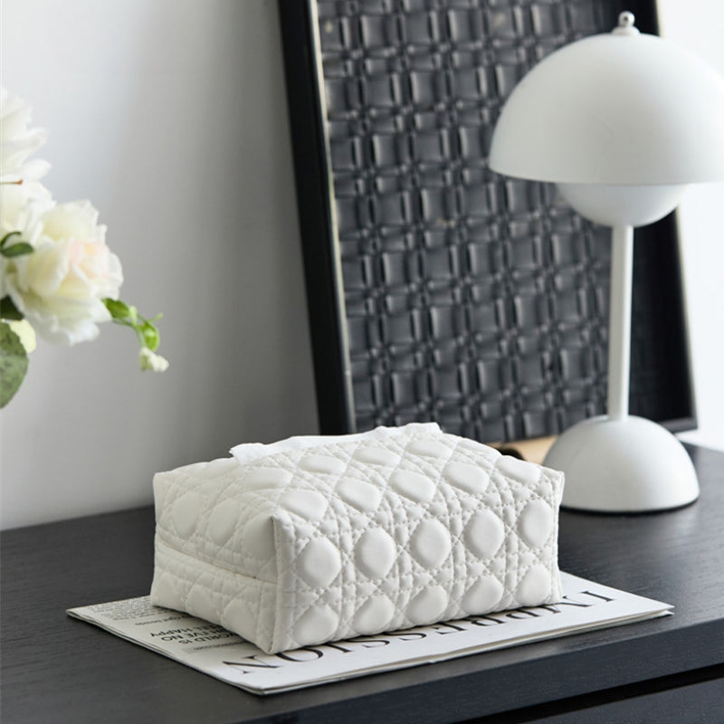 Velora — Quilted Faux Leather Tissue Holder with Modern Design
