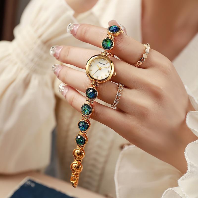 Marlenza — Green Opal Gemstone Watch with Sculptural Link Bracelet