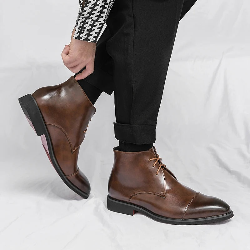 Marlowe — Men’s Polished Cap-Toe Dress Boots with Cushioned Comfort
