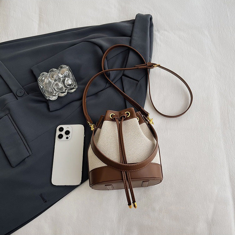 Oslen Canvas Bucket Bag — Lightweight Vegan Leather Trim Tote