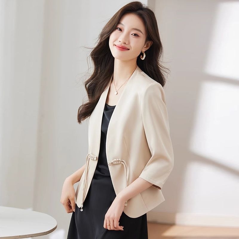 Selvi Jacket — Lightweight Cotton Blend Jacket with Knotted Closure