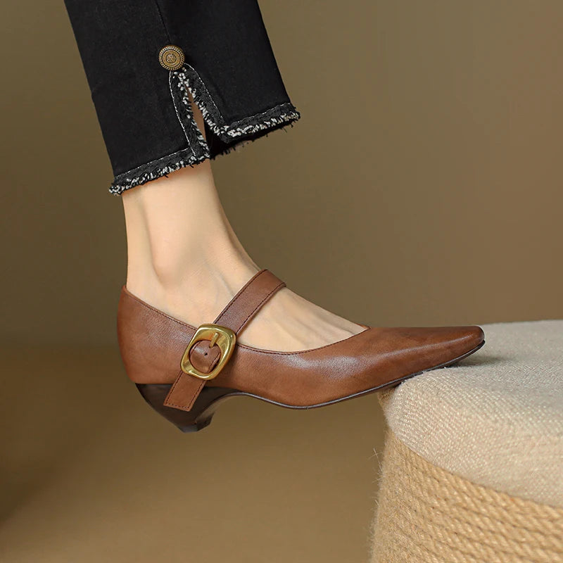 Liora — Genuine Leather Mary Jane Pumps with Cushioned Comfort