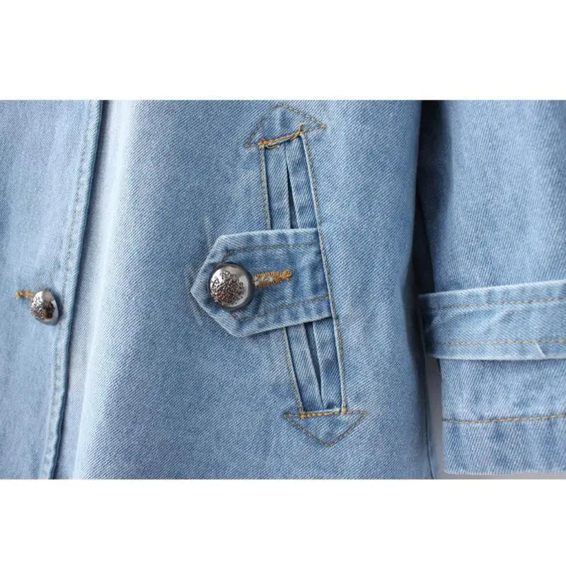 Liora — Double-Breasted Denim Coat with A-Line Trench Design