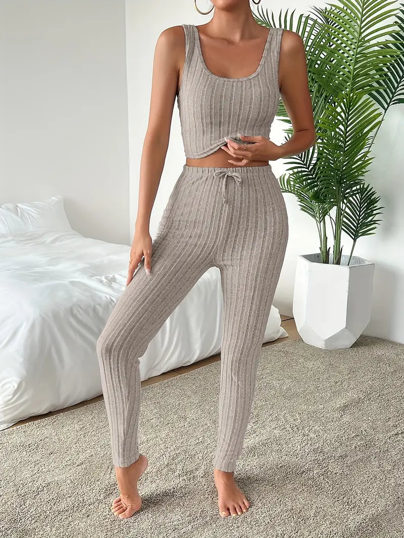 Vesira — 3-Piece Ribbed Knit Lounge Set with Slim Fit