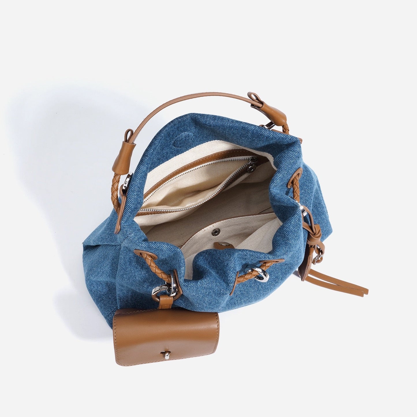 Arlenis — Women’s Genuine Leather and Denim Patchwork Hobo Bag