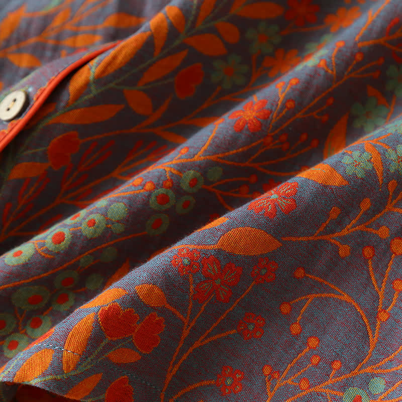 Liora — Floral Jacquard Cotton Loungewear Set with Lightweight Comfort