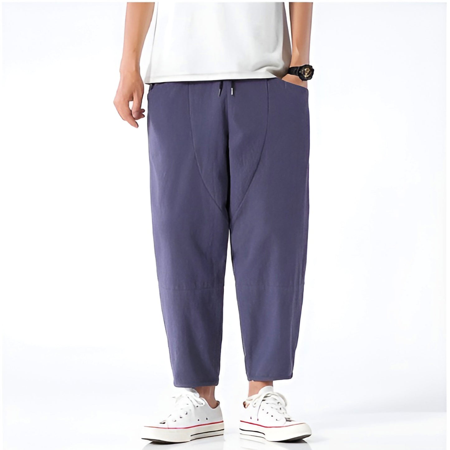 Eryndor Cropped Pants — Breathable Cotton-Linen Relaxed Fit with Drawstring Waist