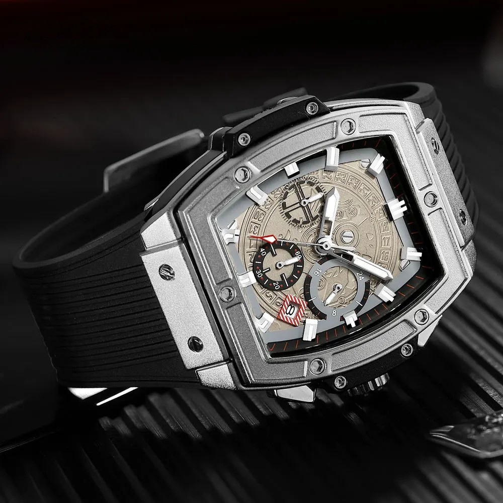 Azore — Aztec-Inspired Chronograph Watch with Silicone Strap