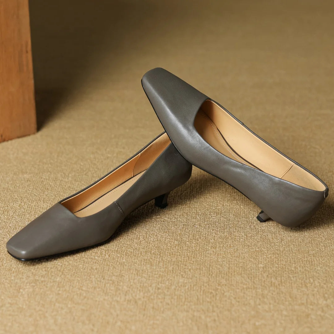 Alaris — Genuine Leather Kitten Heel Pumps with Cushioned Insole