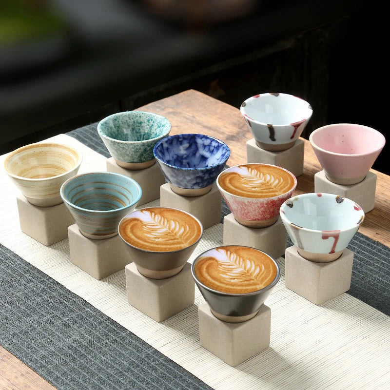 Lamara — Vintage Cone Shaped Ceramic Espresso Cups with Holder