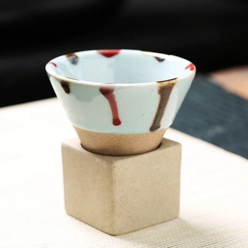 Lamara — Vintage Cone Shaped Ceramic Espresso Cups with Holder
