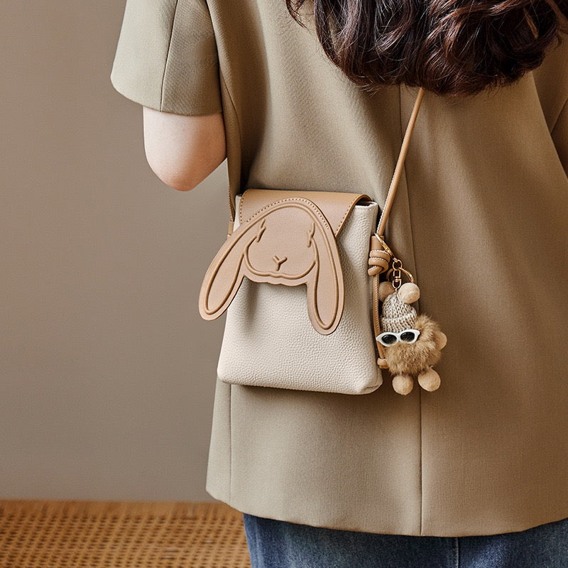 Liora — Women's Genuine Leather Mini Crossbody Phone Bag with Rabbit Design