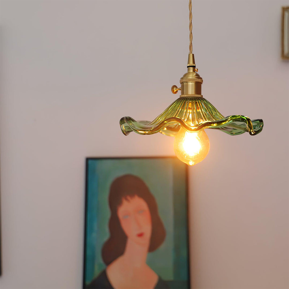Liora — Floral Glass LED Pendant Light with Warm Glow