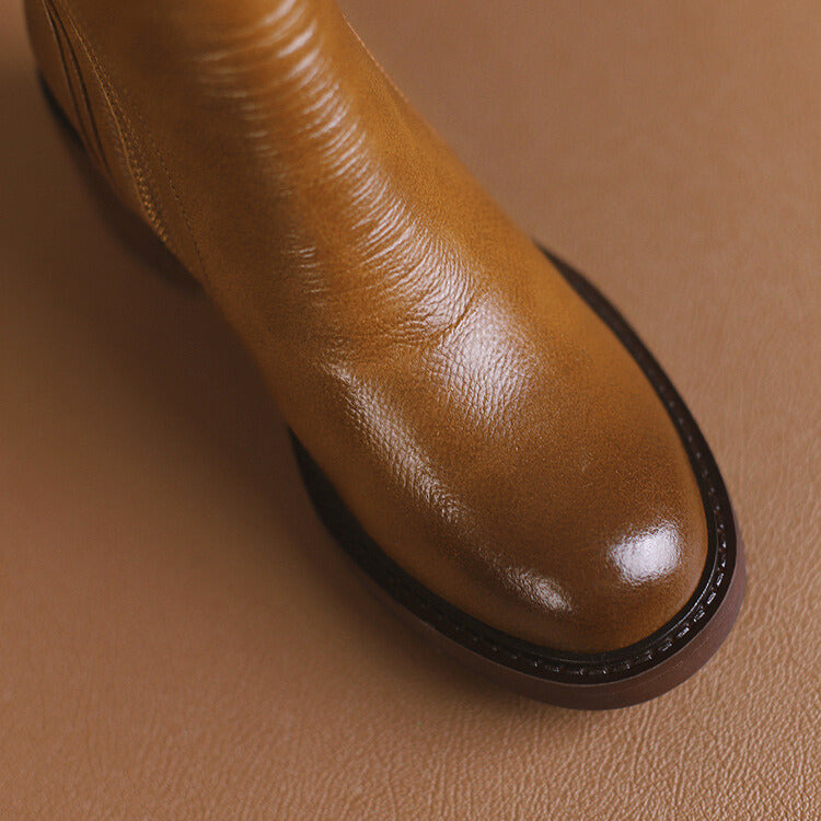 Vessara Vegan Leather Block-Heel Boots — Comfortable Zippered Fall Footwear