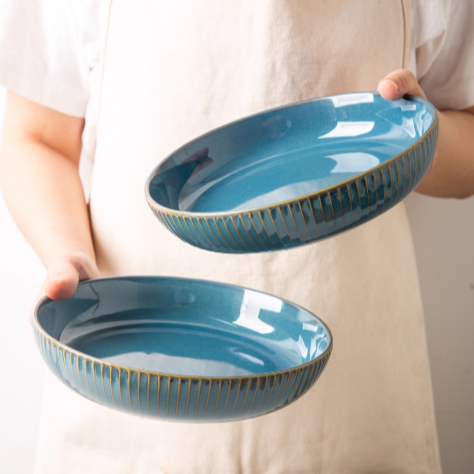 Liora — 12-Piece Ceramic Dinnerware Set with Hand-Stained Finish