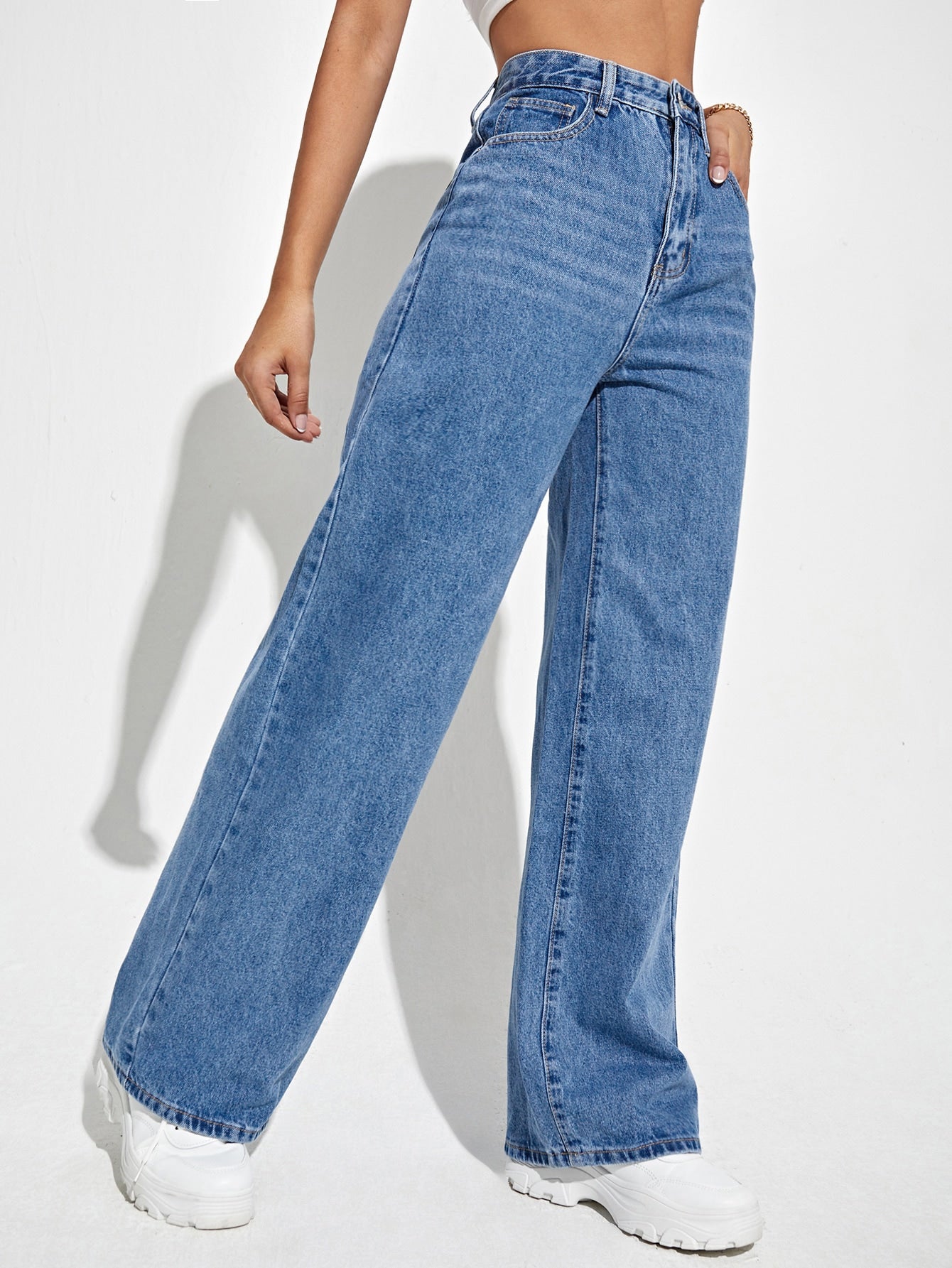 Marlenox — High-Rise Wide-Leg Denim Jeans with Soft Wash Finish