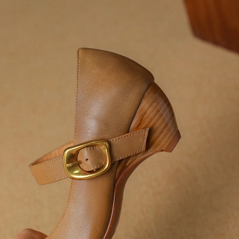 Liora — Genuine Leather Mary Jane Pumps with Cushioned Comfort