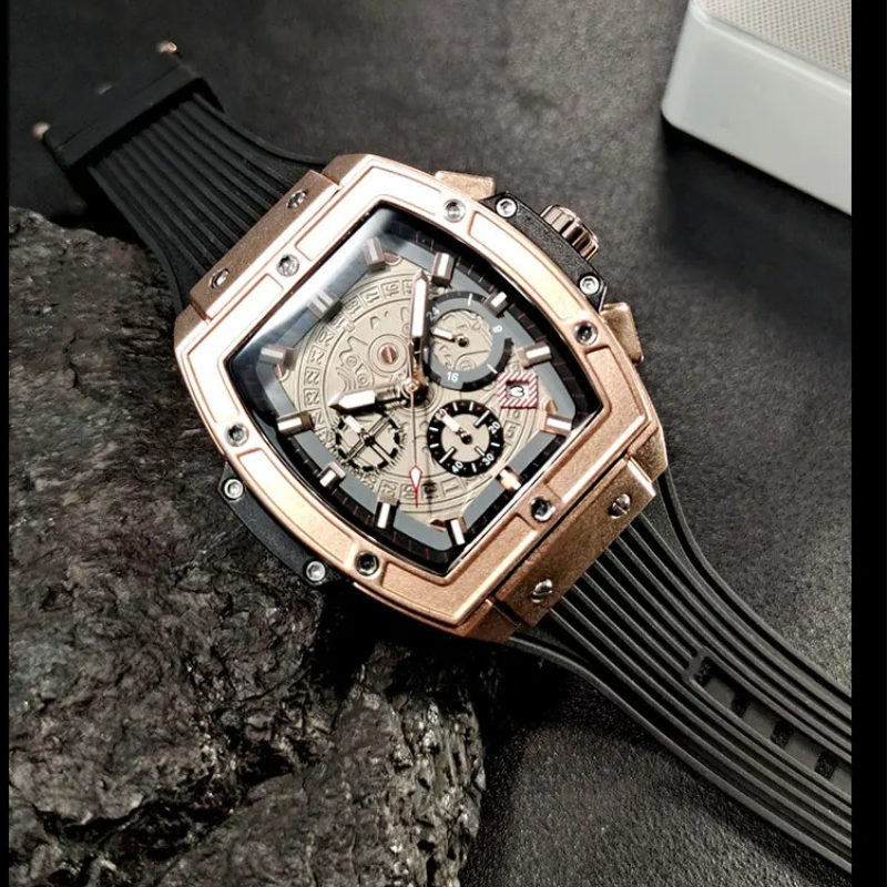 Azore — Aztec-Inspired Chronograph Watch with Silicone Strap
