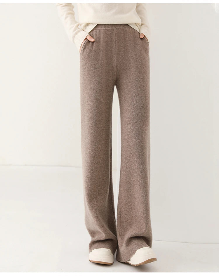 Liora — Merino Wool Wide-Leg Pants with High Waist and Pockets