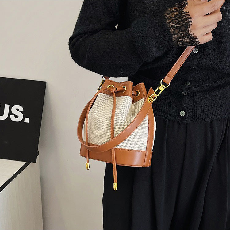 Oslen Canvas Bucket Bag — Lightweight Vegan Leather Trim Tote