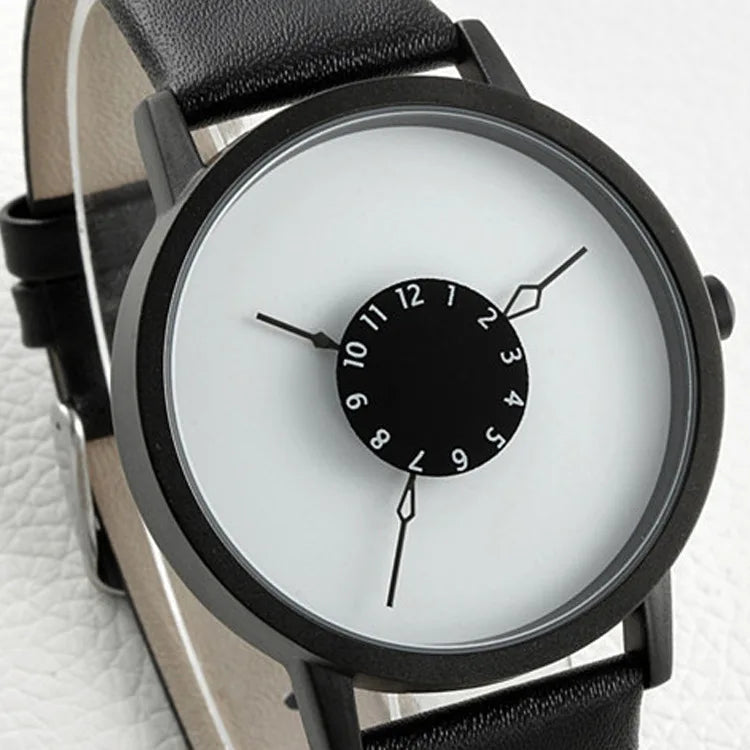 Lumenor — Modern Minimalist Leather Strap Watch with Dual-Dial Face