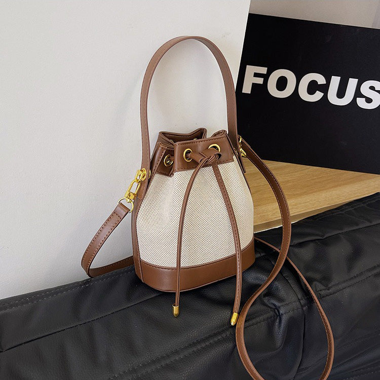 Oslen Canvas Bucket Bag — Lightweight Vegan Leather Trim Tote