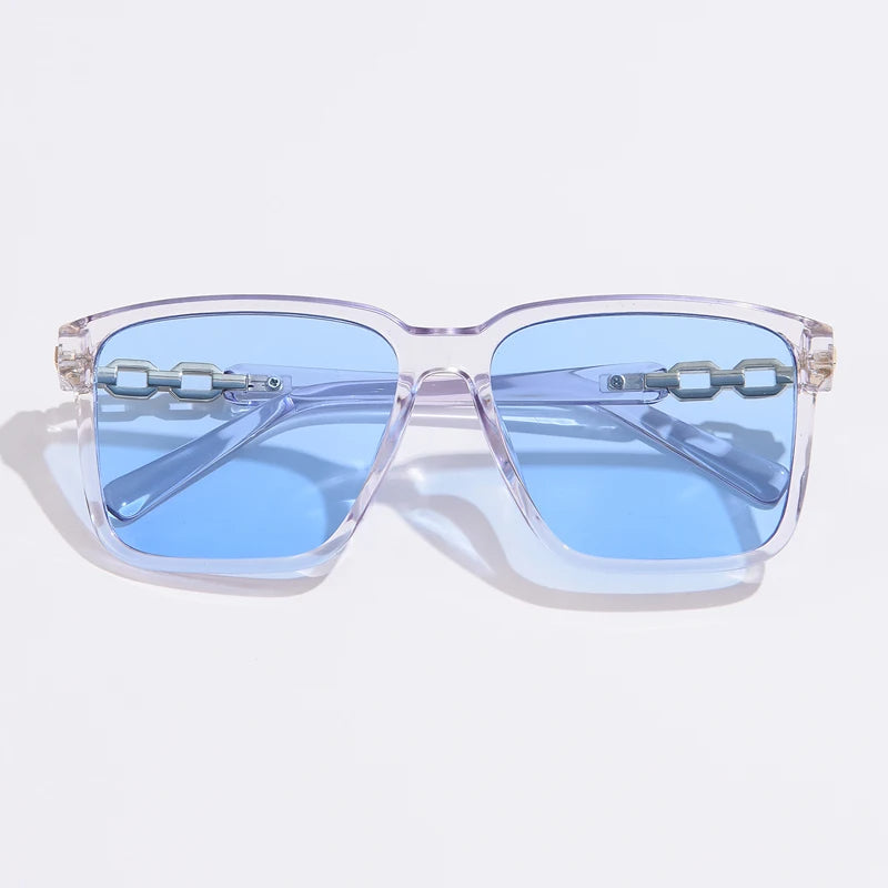 Selan — Oversized Square Sunglasses with Gold Chain-Link Arms