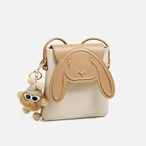 Liora — Women's Genuine Leather Mini Crossbody Phone Bag with Rabbit Design