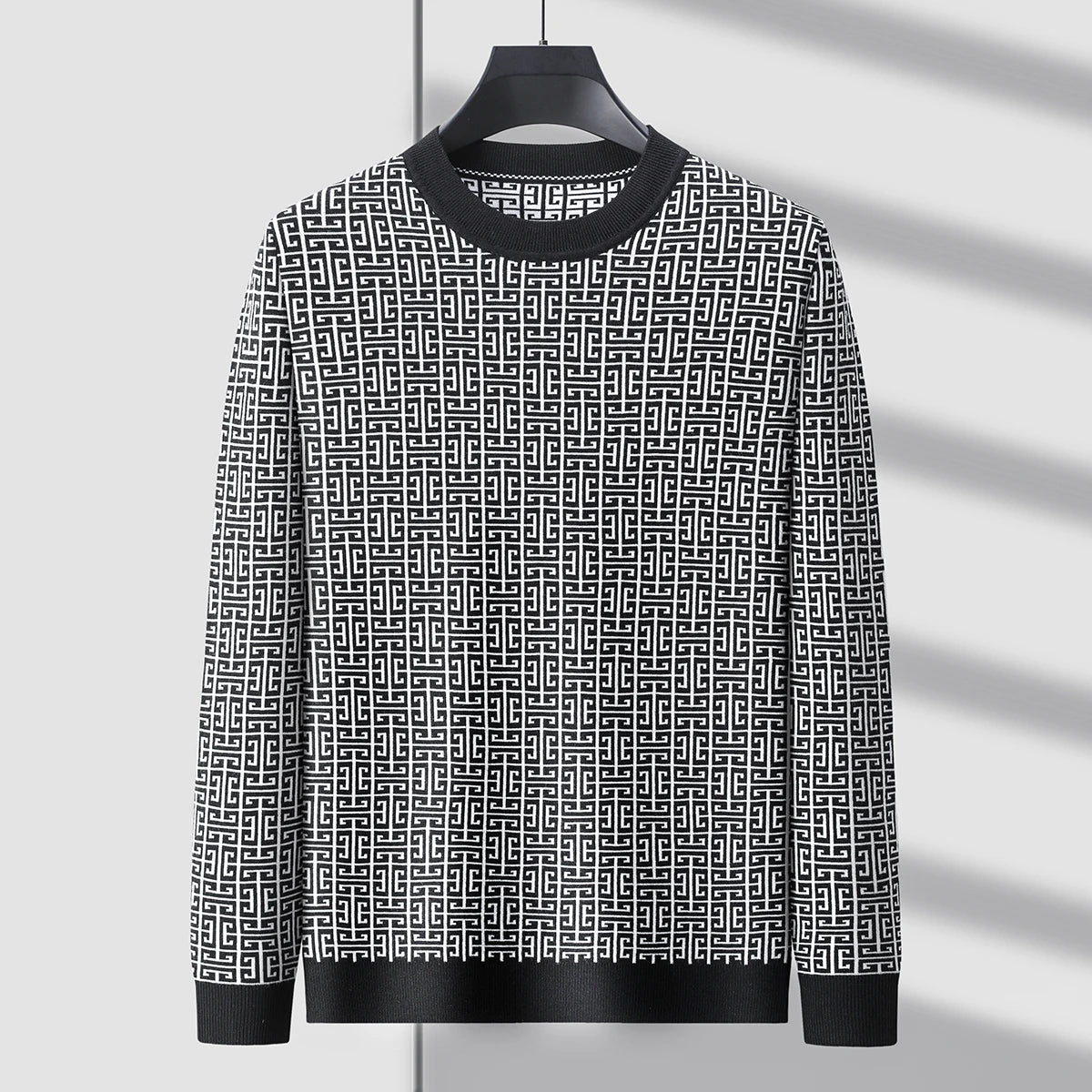 Blakeon — Men's Modern Maze Pattern Knit Sweater with Tailored Fit