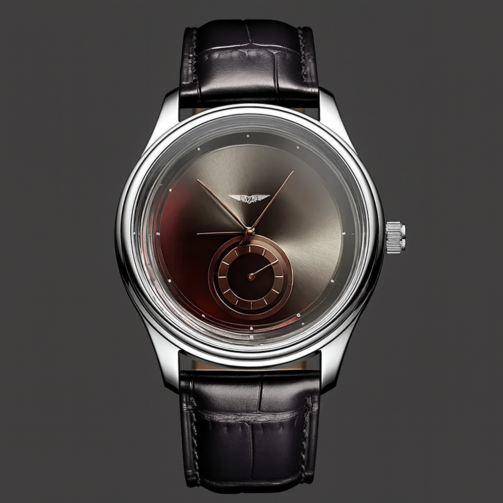 Talix — Dual Dial Leather Strap Watch with Swiss Quartz Movement