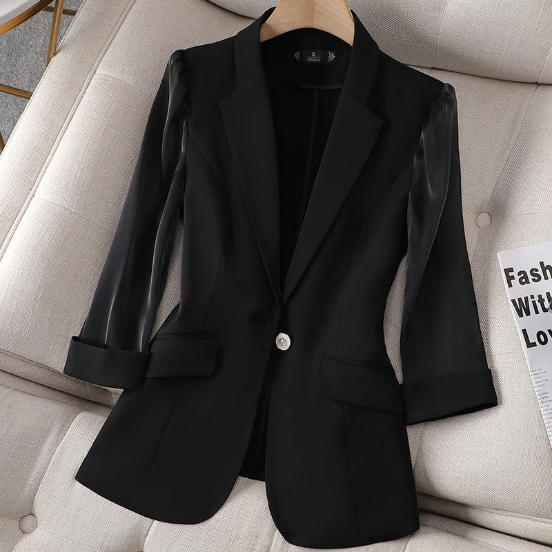 Zevin — Women's Tailored Blazer with Sheer Organza Sleeves