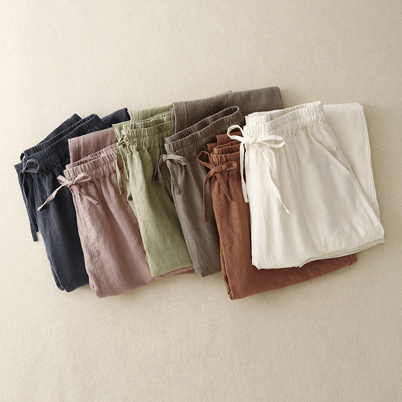 Elowen Linen Pants — Lightweight Breathable Pants with Adjustable Waist