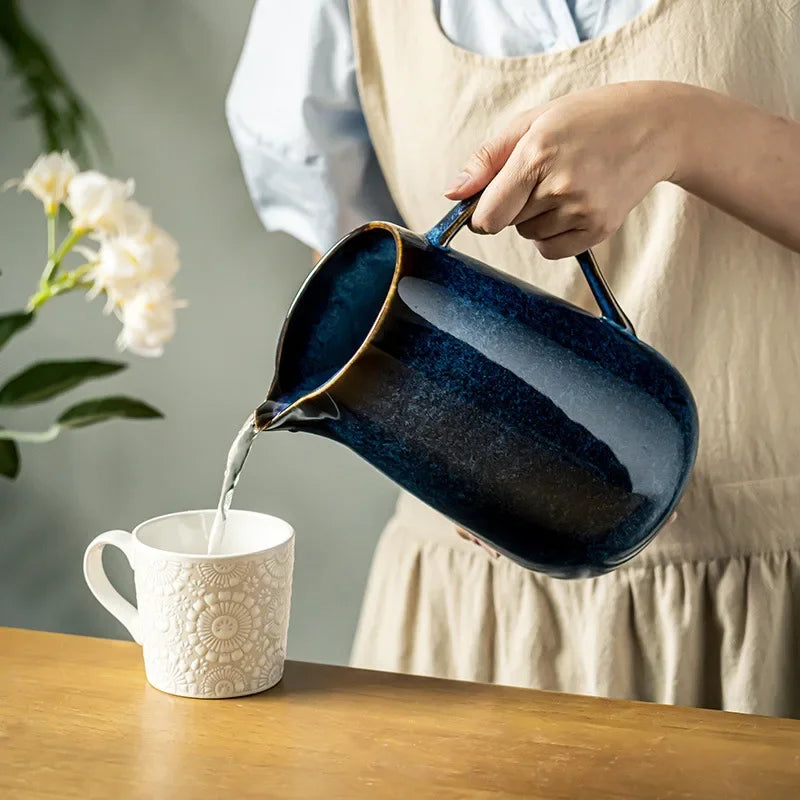 Calderin — Blue Ceramic Pitcher with Kiln-Fired Durable Glaze