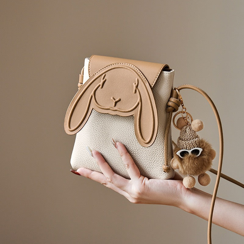 Liora — Women's Genuine Leather Mini Crossbody Phone Bag with Rabbit Design