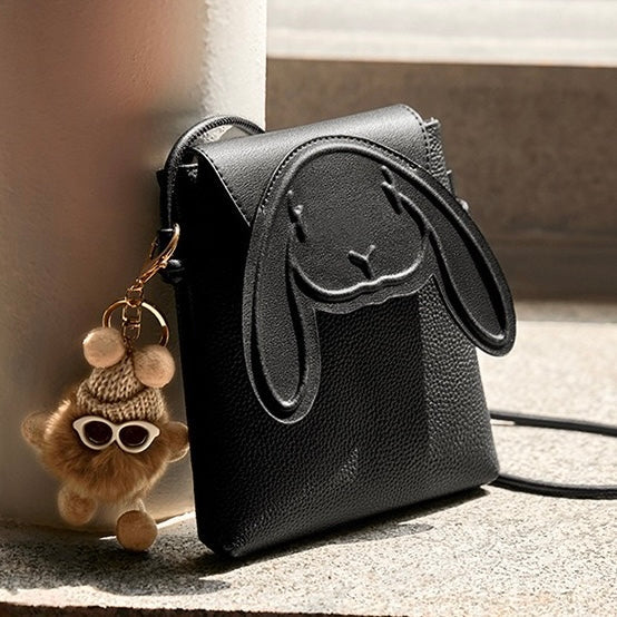 Liora — Women's Genuine Leather Mini Crossbody Phone Bag with Rabbit Design