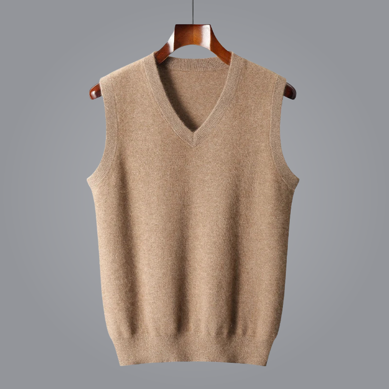 Lioren — Pure Cashmere V-Neck Vest with Tailored Fit