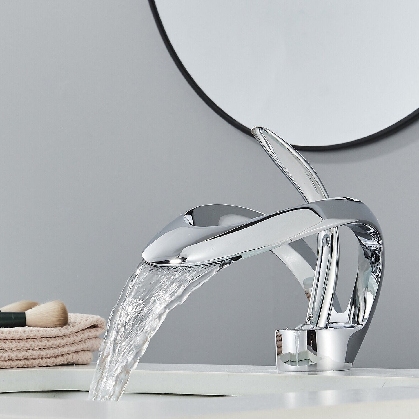 Odda — Modern Waterfall Bathroom Sink Faucet with Single Lever Design