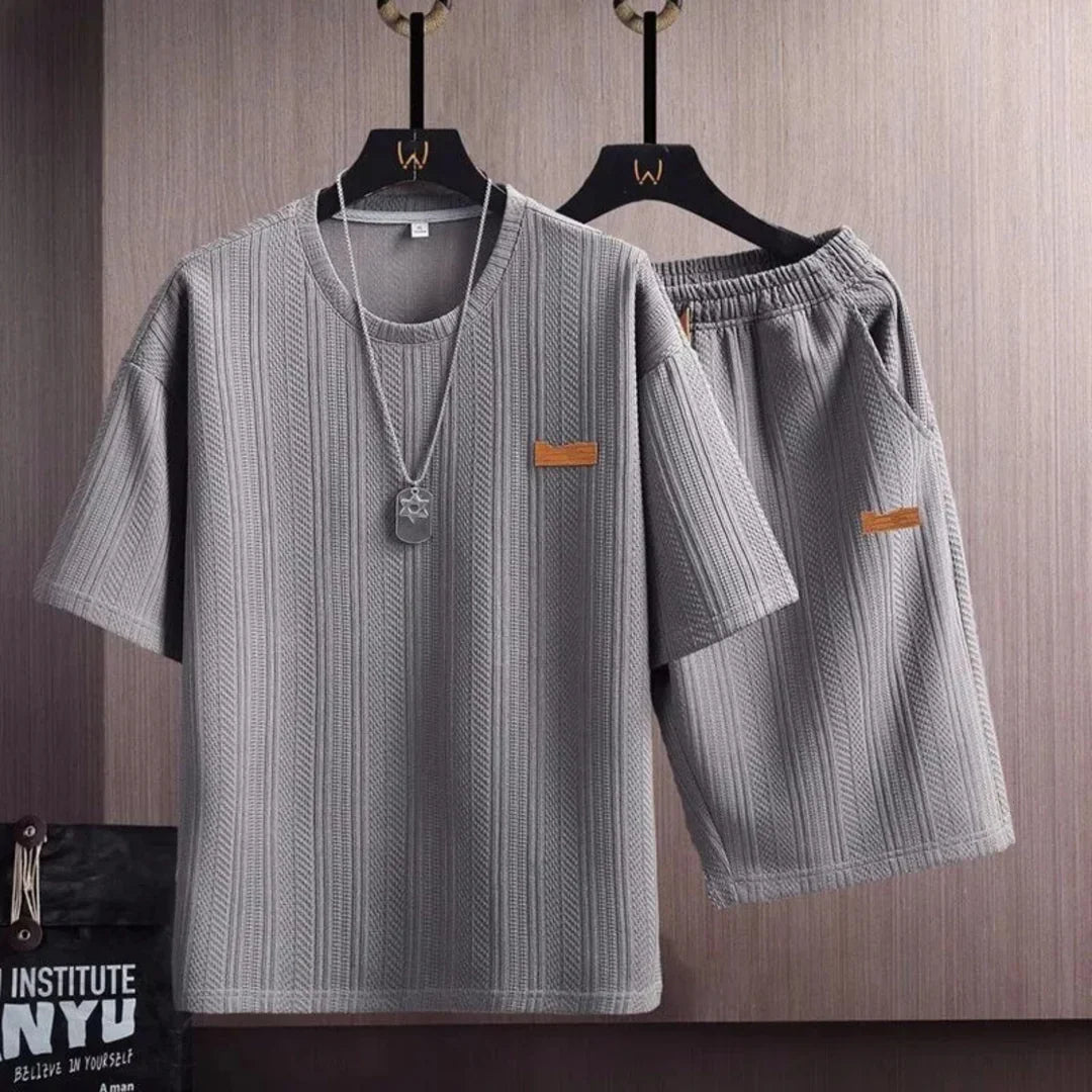 Norla Lounge Set — Breathable Knit Tee and Drawstring Shorts